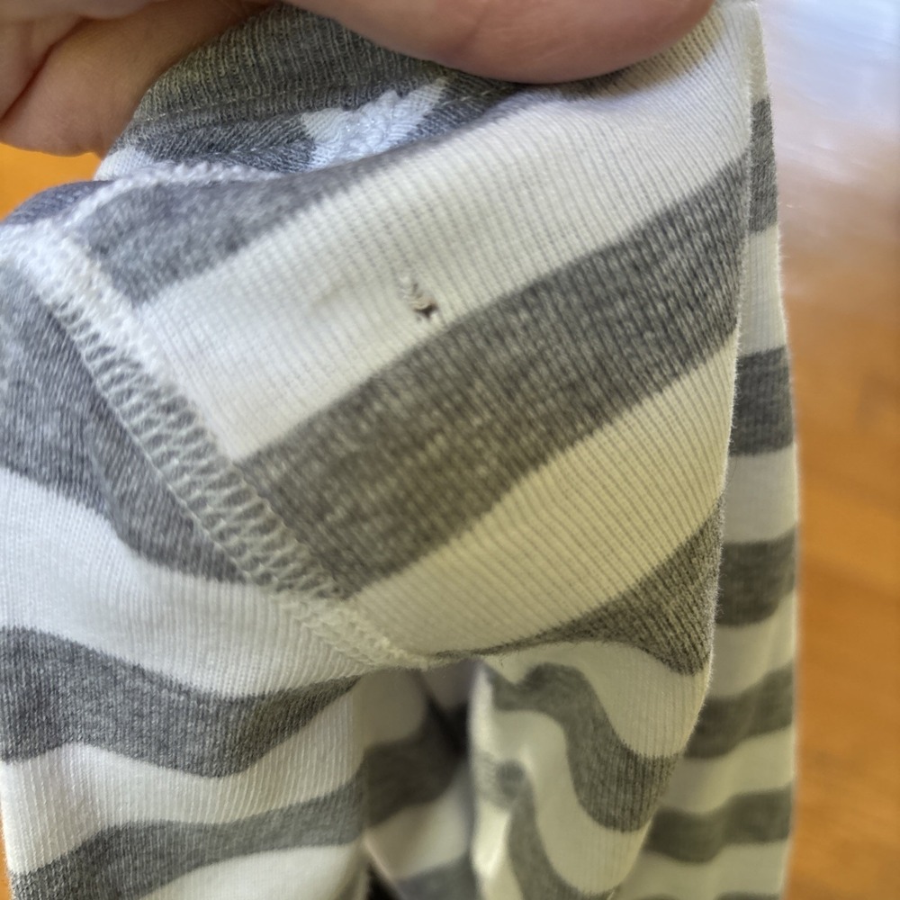 Hanna Andersson Gray Striped One Piece Organic Cotton Bodysuit 9-18 m See Pics - Picture 5 of 7